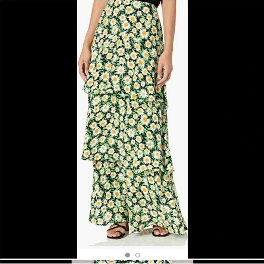 AFRM black daisy tiered maxi skirt